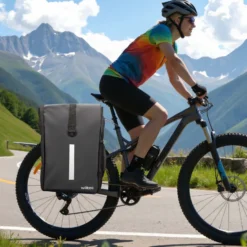 Wiltec Gepäckträgertasche matt schwarz, Fahrradtasche Gepäckträger 16 l Stauraum, Gepäcktasche mit Tragegurt, wasserresistente Fahrrad Tasche