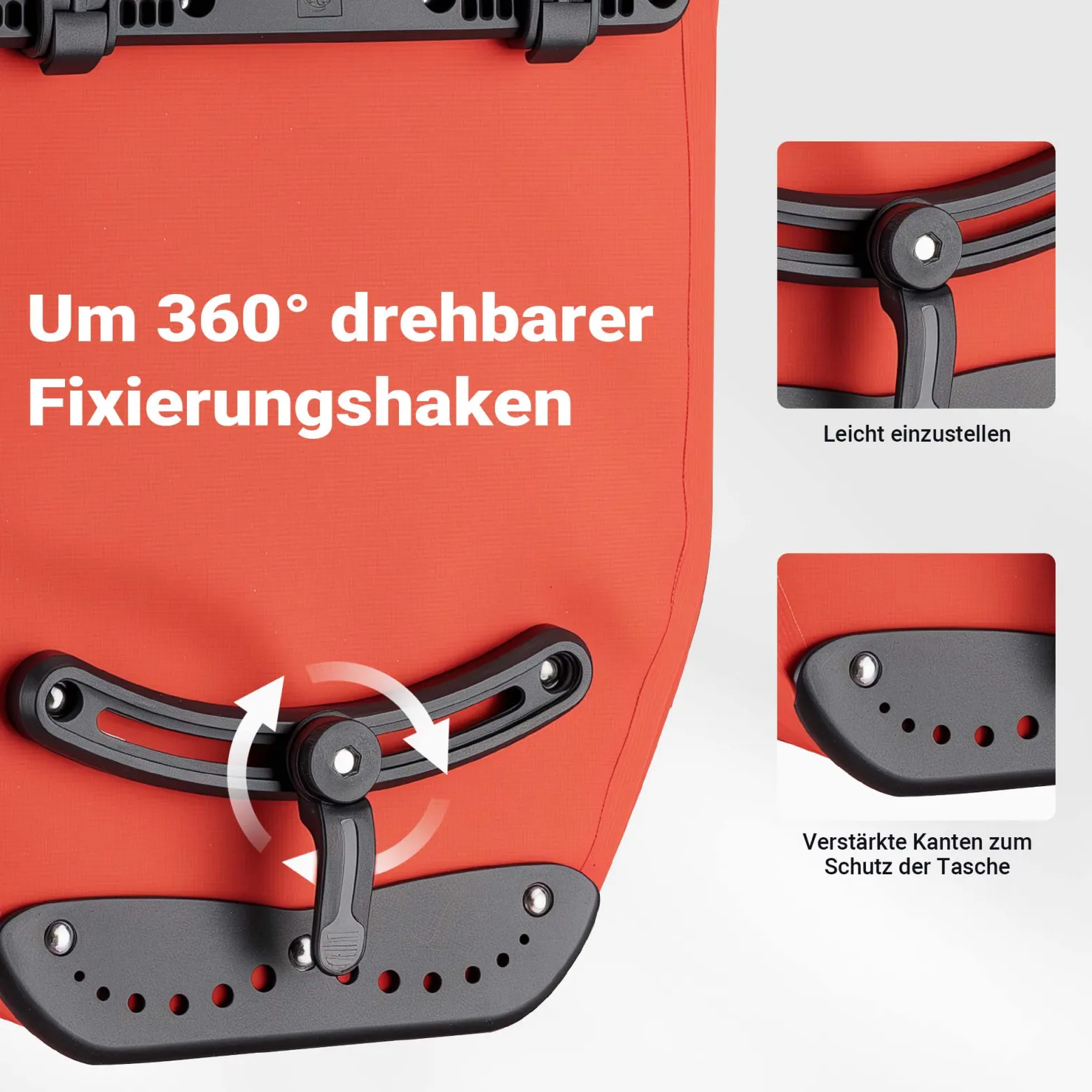 Wiltec Gepäckträgertasche rot, Fahrradtasche Gepäckträger 28 l Stauraum, Gepäcktasche mit Tragegurt, wasserresistente Fahrrad Tasche mit Reflektoren