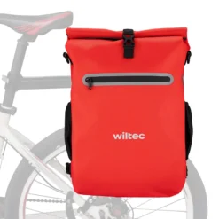 Wiltec Gepäckträgertasche rot, Fahrradtasche Rucksack 20 l Stauraum, Gepäcktasche mit Laptopfach, wasserresistente Fahrrad Tasche