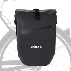 Wiltec Gepäckträgertasche schwarz, Fahrradtasche Gepäckträger 28 l Stauraum, Gepäcktasche mit Tragegurt, Fahrrad Tasche wasserresistent Reflektoren