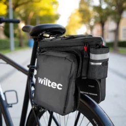 Wiltec Gepäckträgertasche schwarz, Fahrradtasche Gepäckträger bis 20 l Stauraum, wasserresistente Fahrrad Tasche, Gepäcktasche leichte Handhabung