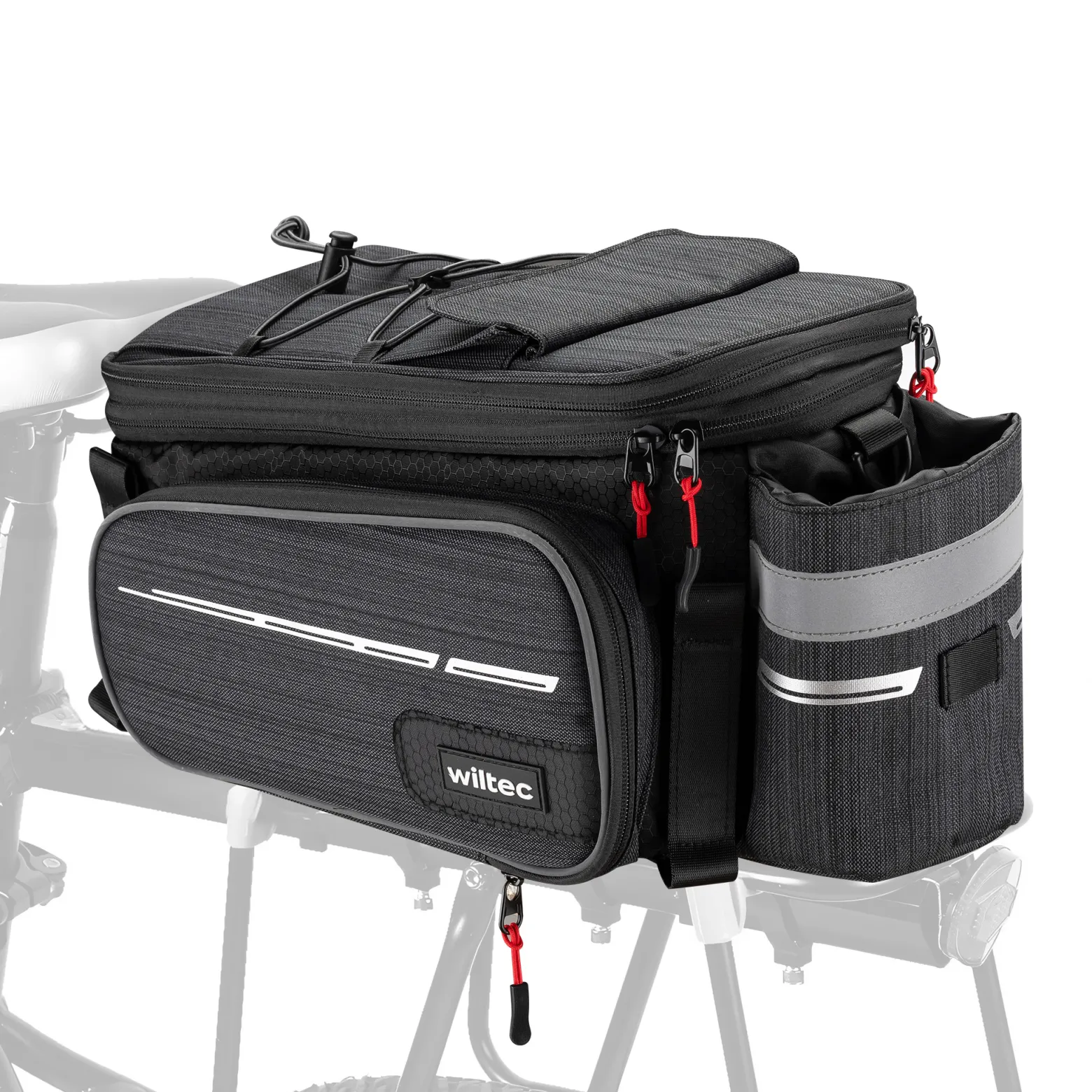Wiltec Gepäckträgertasche schwarz, Fahrradtasche Gepäckträger bis 20 l Stauraum, wasserresistente Fahrrad Tasche, Gepäcktasche leichte Handhabung