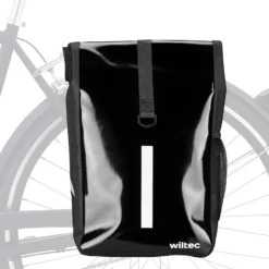 Wiltec Gepäckträgertasche schwarz, Fahrradtasche Gepäckträger 16 l Stauraum, Gepäcktasche mit Tragegurt, wasserresistente Fahrrad Tasche