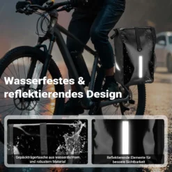 Wiltec Gepäckträgertasche schwarz, Fahrradtasche Gepäckträger 16 l Stauraum, Gepäcktasche mit Tragegurt, wasserresistente Fahrrad Tasche
