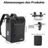 Wiltec Gepäckträgertasche schwarz, Fahrradtasche Rucksack 25 l Stauraum, Gepäcktasche mit Laptopfach, wasserresistente Fahrrad Tasche