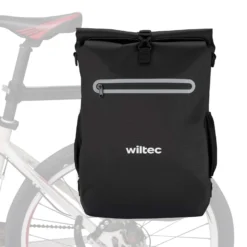 Wiltec Gepäckträgertasche schwarz, Fahrradtasche Rucksack 20 l Stauraum, Gepäcktasche mit Laptopfach, wasserresistente Fahrrad Tasche