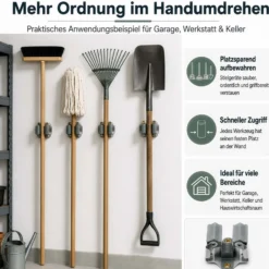 Wiltec Gerätehalter aus Stahl 10x mit Klemmhalter als Wandhalterung Gerätehalter Besenhalter zur Wandmontage in Garage Werkstatt Keller