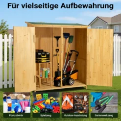 Wiltec Gerätehaus XXL holz Gartenschrank für Gartengeräte inkl. Montagematerial Gartenhaus zur Aufbewahrung Geräteschuppen Geräteschrank