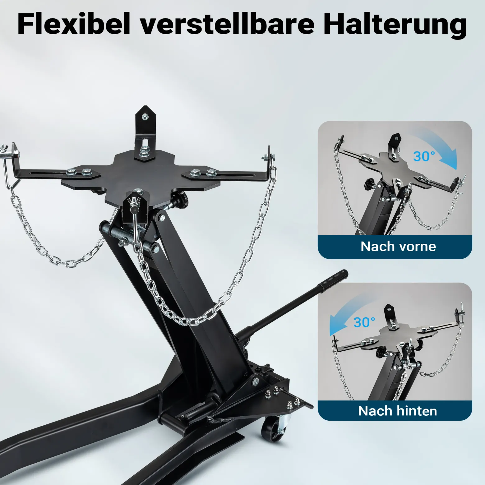 Wiltec Getriebeheber bis 1 t Traglast, Motorheber höhenverstellbar 180-790 mm, Motorblock mit Rollen