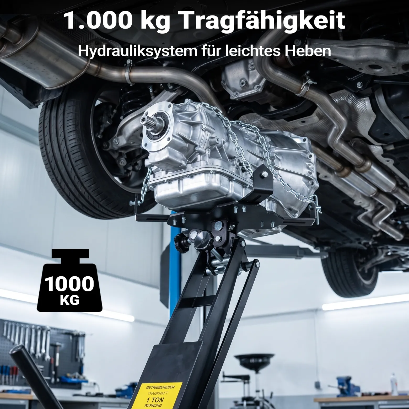 Wiltec Getriebeheber bis 1 t Traglast, Motorheber höhenverstellbar 180-790 mm, Motorblock mit Rollen