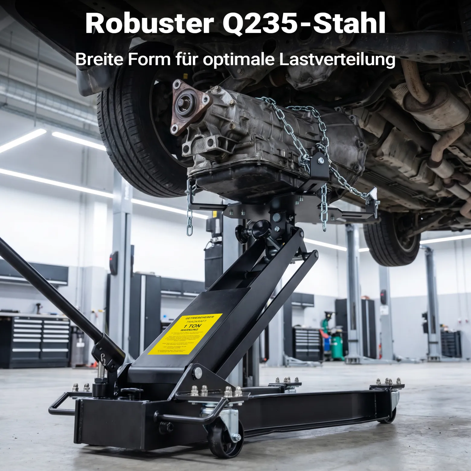 Wiltec Getriebeheber bis 1 t Traglast, Motorheber höhenverstellbar 180-790 mm, Motorblock mit Rollen