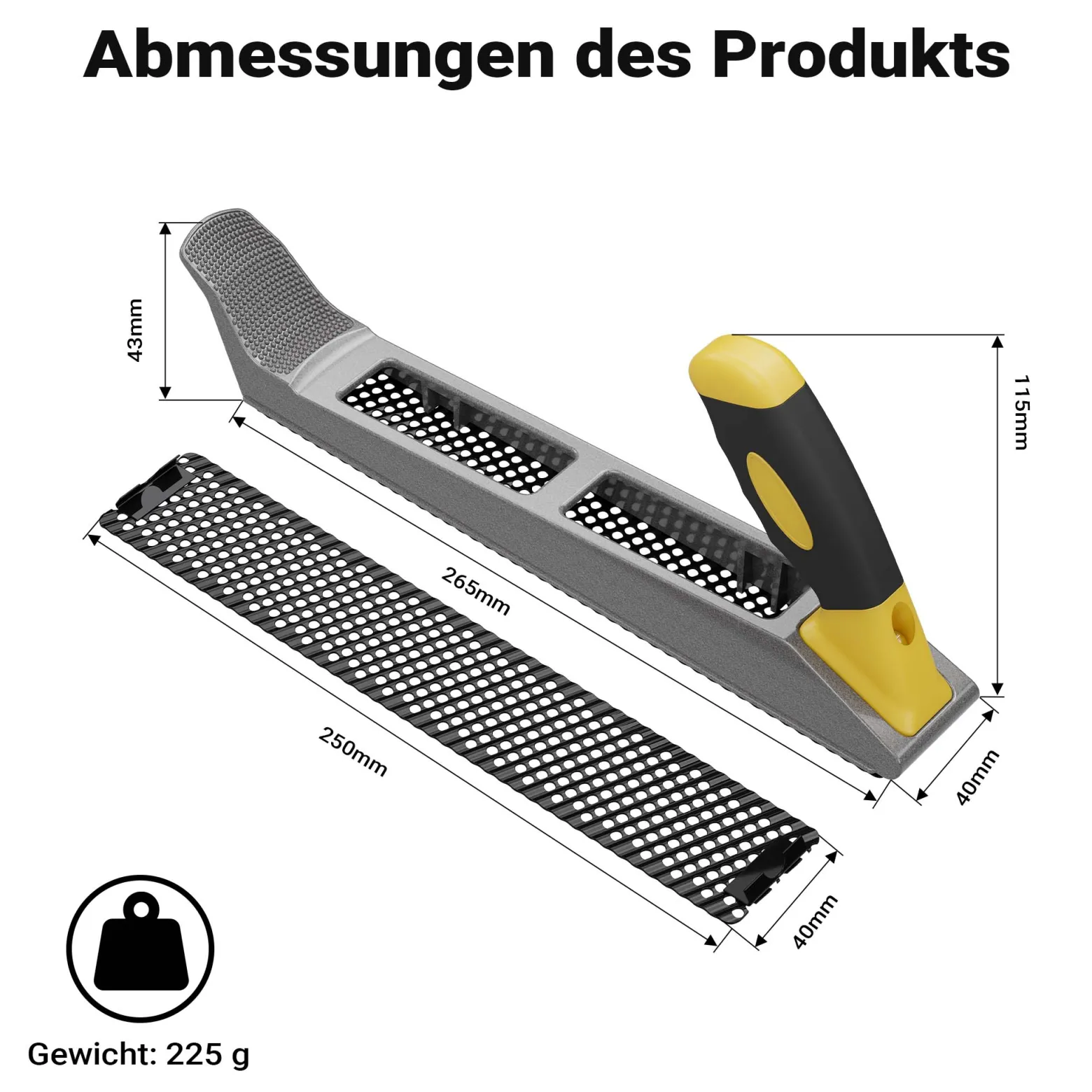 Wiltec Gipskartonhobel 250 mm mit Raspel Feile, Kantenhobel mit 2 Blättern, Fasenhobel für den Trockenbau, Trockenbauhobel