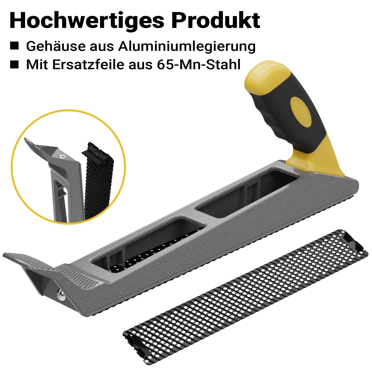 Wiltec Gipskartonhobel 250 mm mit Raspel Feile, Kantenhobel mit 2 Blättern, Fasenhobel für den Trockenbau, Trockenbauhobel