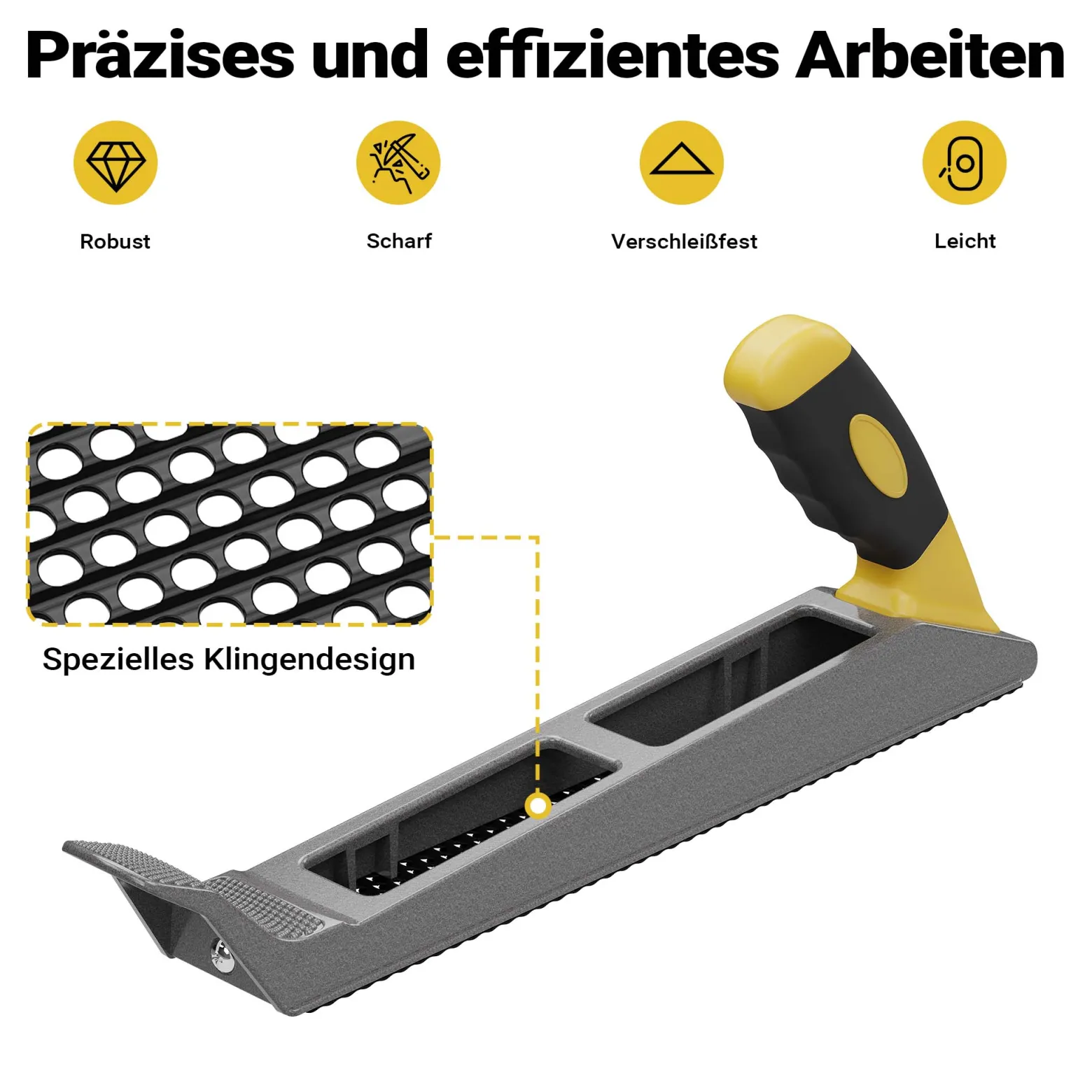 Wiltec Gipskartonhobel 250 mm mit Raspel Feile, Kantenhobel mit 2 Blättern, Fasenhobel für den Trockenbau, Trockenbauhobel