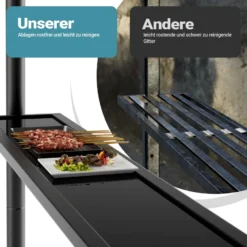 Wiltec Grillpavillon in Grau 245 x 152 x 242 cm, BBQ Pavillon mit Rauchabzug, Grillüberdachung mit wasserfester Dachplane, Grillzelt mit 2 Ablagen