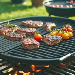 Wiltec Gusseisen Grillplatte 55 x 26,5 x 1,5 cm, Gusseisenplatte für Grill mit guter Hitzespeicherung, Grillgitter für typische Grillstreifen auf Grillgut, Grillzubehör für BBQ