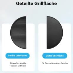 Wiltec Gusseisen Grillplatte 55 x 26,5 x 1,5 cm, Gusseisenplatte für Grill mit guter Hitzespeicherung, Grillgitter für typische Grillstreifen auf Grillgut, Grillzubehör für BBQ