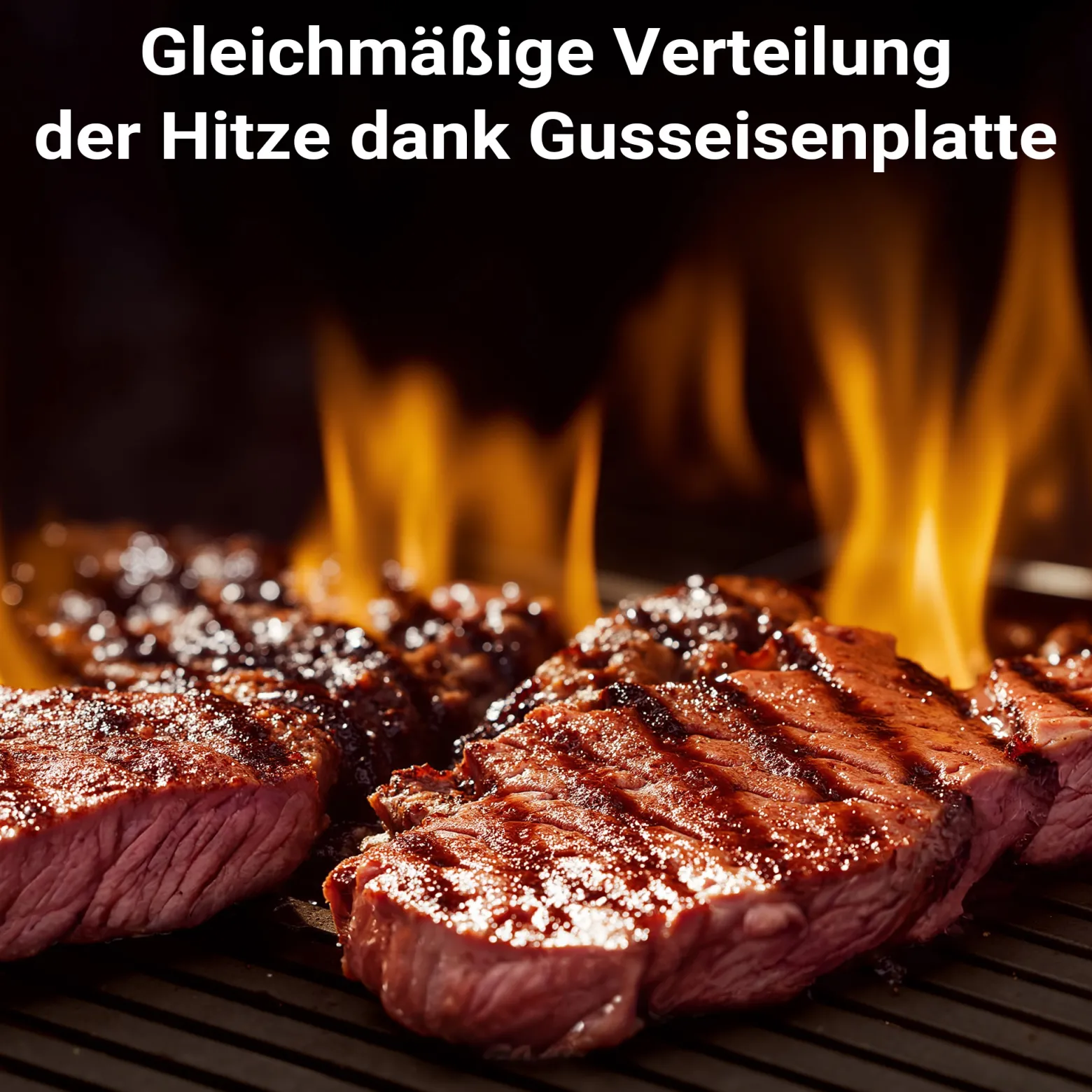 Wiltec Gusseisen Grillplatte 49,8 x 24,3 x 1,5 cm, Gusseisenplatte für Grill mit guter Hitzespeicherung, Grillgitter für typische Grillstreifen auf Grillgut, Grillzubehör für BBQ