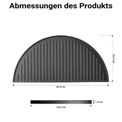 Wiltec Gusseisen Grillplatte 49,8 x 24,3 x 1,5 cm, Gusseisenplatte für Grill mit guter Hitzespeicherung, Grillgitter für typische Grillstreifen auf Grillgut, Grillzubehör für BBQ