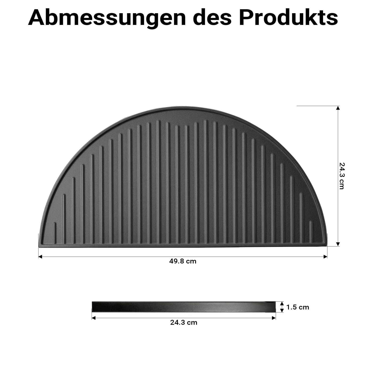 Wiltec Gusseisen Grillplatte 49,8 x 24,3 x 1,5 cm, Gusseisenplatte für Grill mit guter Hitzespeicherung, Grillgitter für typische Grillstreifen auf Grillgut, Grillzubehör für BBQ