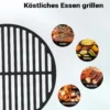 Wiltec Gusseisen Grillrost rund Ø 34,5 cm, Grillgitter für Holzkohlegrill & Gasgrill, Gussgrillrost für BBQ, Grilleinsatz matt emailliert