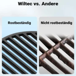 Wiltec Gusseisen Grillrost rund Ø 34,5 cm, Grillgitter für Holzkohlegrill & Gasgrill, Gussgrillrost für BBQ, Grilleinsatz matt emailliert