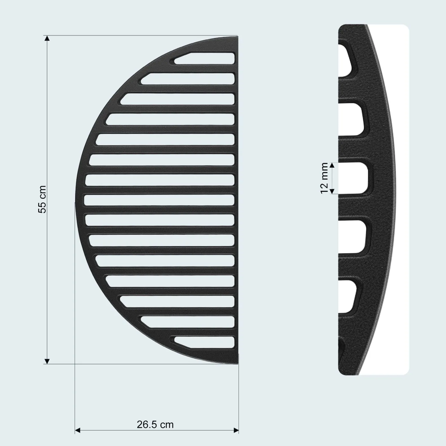 Wiltec Gusseisen Grillrost und Grillplatte, Gussrost für Grill mit guter Hitzespeicherung, Grillgitter für typische Grillstreifen, Grillzubehör für BBQ