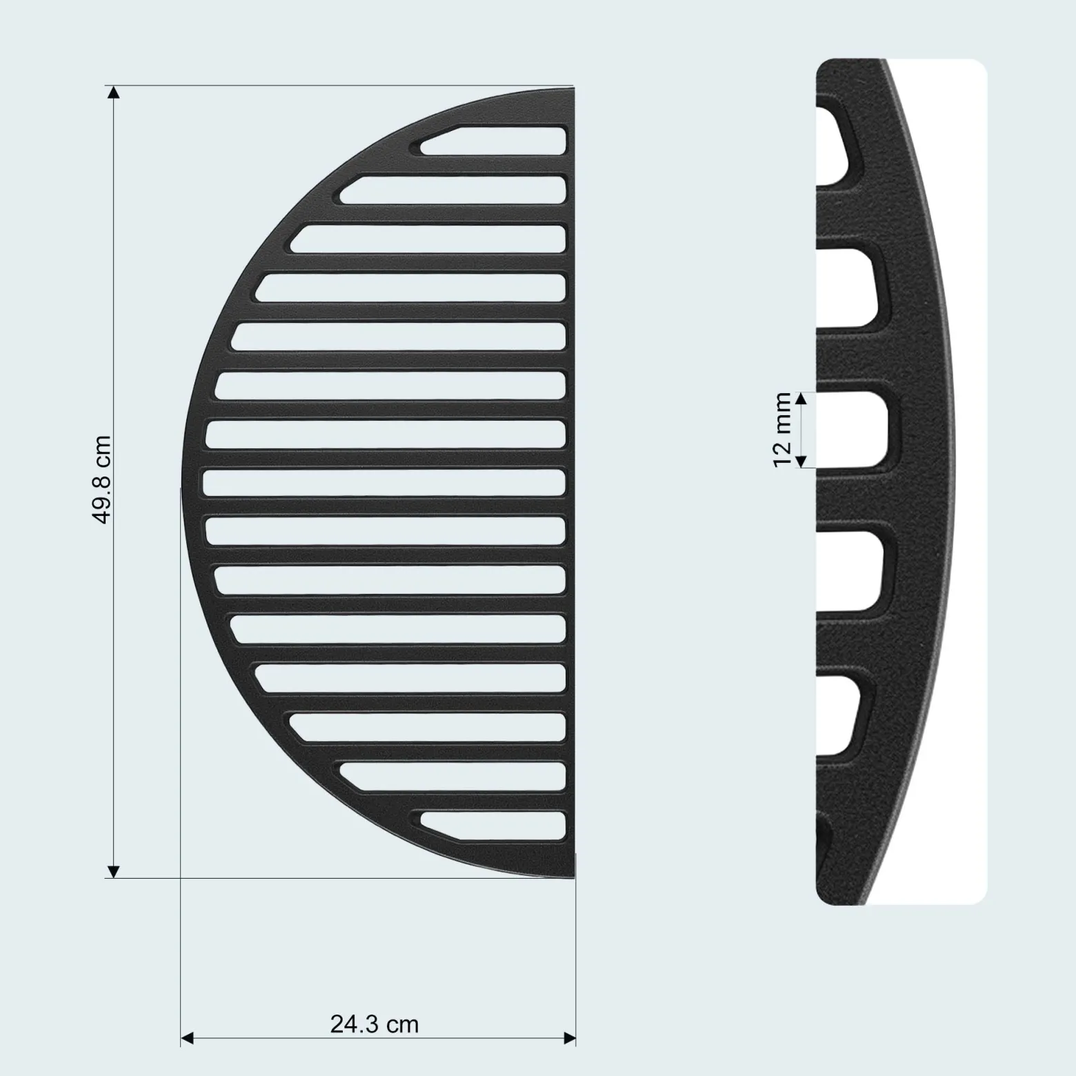 Wiltec Gusseisen Grillrost und Grillplatte, Gussrost für Grill mit guter Hitzespeicherung, Grillgitter für typische Grillstreifen, Grillzubehör für BBQ