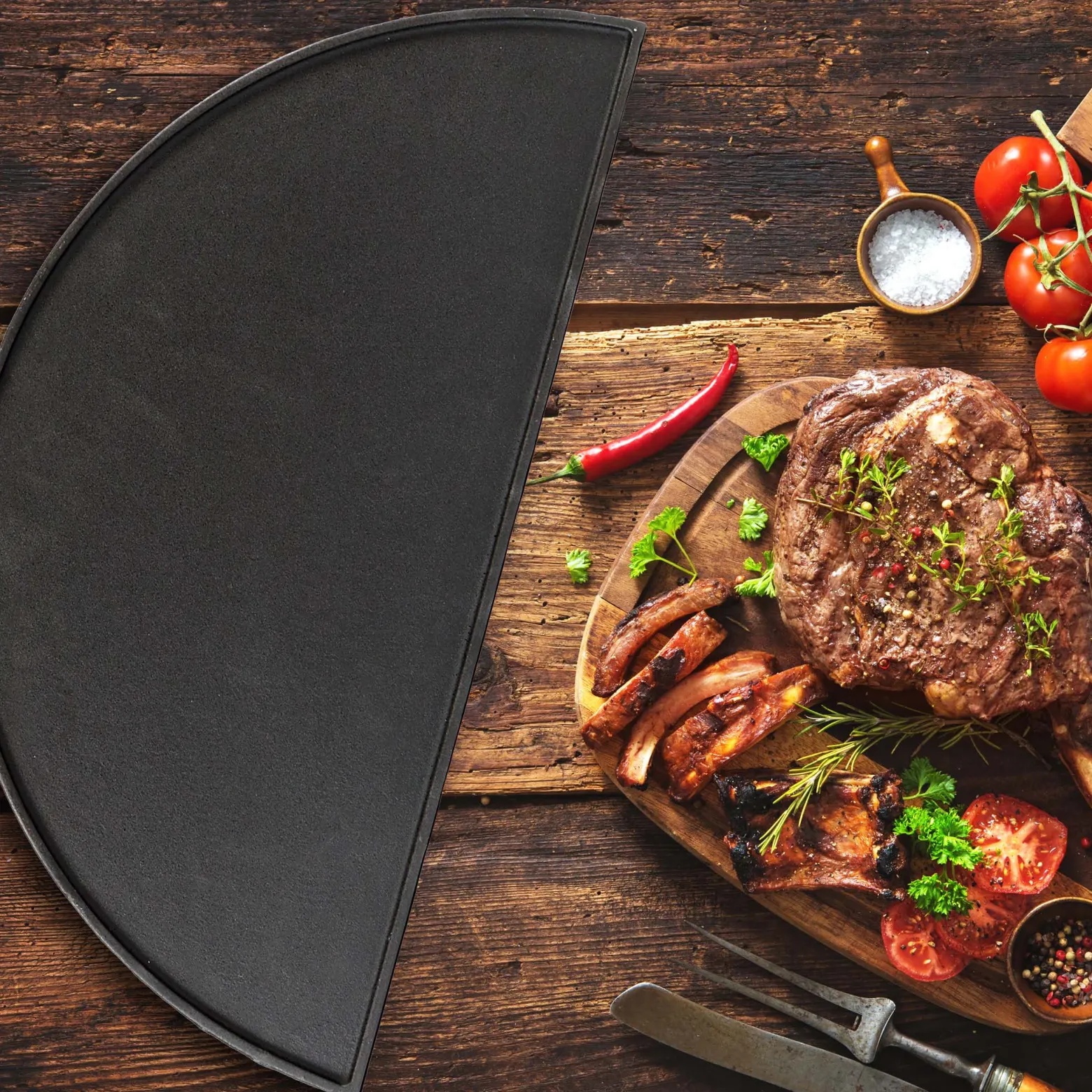 Wiltec Gusseisen Grillrost und Grillplatte, Gussrost für Grill mit guter Hitzespeicherung, Grillgitter für typische Grillstreifen, Grillzubehör für BBQ