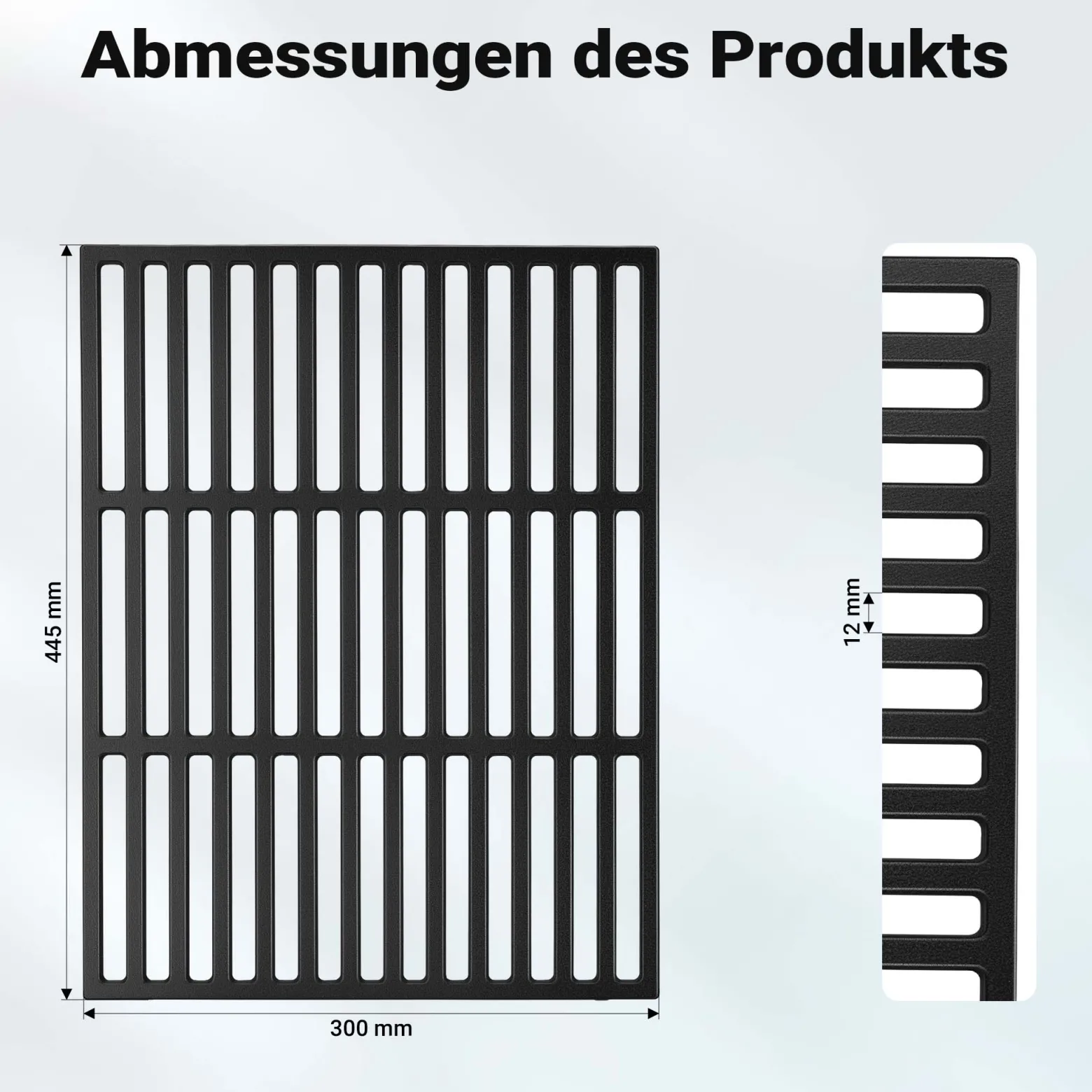 Wiltec Gusseisen Grillrost 30 x 44,5 cm, Grillgitter für Holzkohlegrill & Gasgrill, Gussgrillrost für BBQ, Grilleinsatz matt emailliert eckig