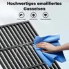Wiltec Gusseisen Grillrost 29 x 38 cm, Grillgitter für Holzkohlegrill & Gasgrill, Gussgrillrost für BBQ, Grilleinsatz matt emailliert eckig
