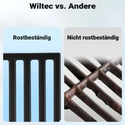 Wiltec Gusseisen Grillrost 29 x 38 cm, Grillgitter für Holzkohlegrill & Gasgrill, Gussgrillrost für BBQ, Grilleinsatz matt emailliert eckig