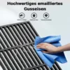 Wiltec Gusseisen Grillrost 26 x 44,5 cm, Grillgitter für Holzkohlegrill & Gasgrill, Gussgrillrost für BBQ, Grilleinsatz matt emailliert eckig