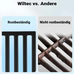 Wiltec Gusseisen Grillrost 26 x 44,5 cm, Grillgitter für Holzkohlegrill & Gasgrill, Gussgrillrost für BBQ, Grilleinsatz matt emailliert eckig