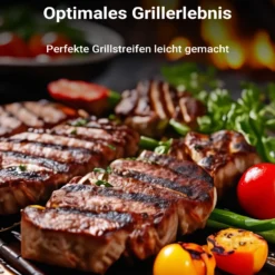 Wiltec Gusseisen Grillrost 55 x 26,5 x 0,9 cm, Gussrost für Grill mit guter Hitzespeicherung, Grillgitter für typische Grillstreifen auf Grillgut, Grillzubehör für BBQ