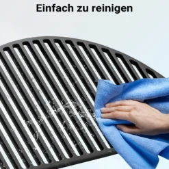 Wiltec Gusseisen Grillrost 46,7 x 22,8 x 0,9 cm, Gussrost für Grill mit guter Hitzespeicherung, Grillgitter für typische Grillstreifen auf Grillgut, Grillzubehör für BBQ