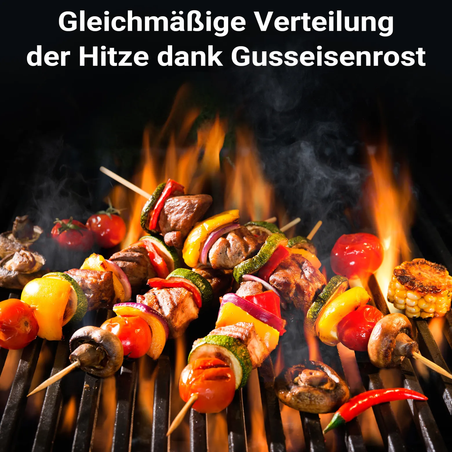Wiltec Gusseisen Grillrost 49,8 x 24,3 x 0,9 cm, Gussrost für Grill mit guter Hitzespeicherung, Grillgitter für typische Grillstreifen auf Grillgut, Grillzubehör für BBQ
