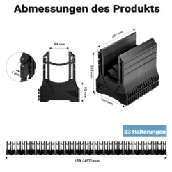 Wiltec Halterung für Abwasserschläuche 4,5 m, Schlauchhalterung Abwasserschlauch für Schläuche bis Ø 94 mm, Schlauchhalter höhenverstellbar für Abwasser bei Camping, Wohnwagen und Wohnmobil