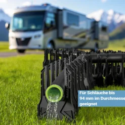 Wiltec Halterung für Abwasserschläuche 4,5 m, Schlauchhalterung Abwasserschlauch für Schläuche bis Ø 94 mm, Schlauchhalter höhenverstellbar für Abwasser bei Camping, Wohnwagen und Wohnmobil