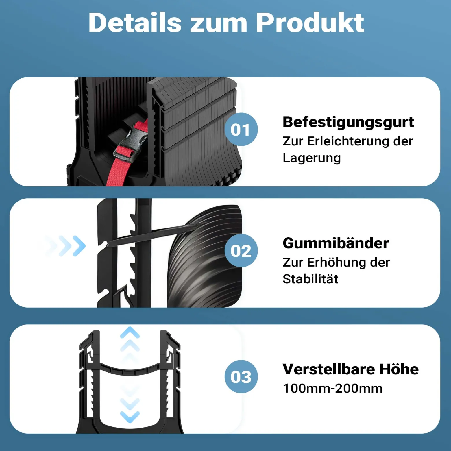 Wiltec Halterung für Abwasserschläuche 3,05 m, Schlauchhalterung Abwasserschlauch für Schläuche bis Ø 94 mm, Schlauchhalter höhenverstellbar für Abwasser bei Camping, Wohnwagen und Wohnmobil