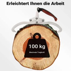 Wiltec Handpackzange mit 30 cm Klauenöffnung bis 100 kg, 44 cm Holzzange aus Stahl zum Heben, Packzange für Rundhölzer bis Ø 30 cm, Greifer mit Handgriff