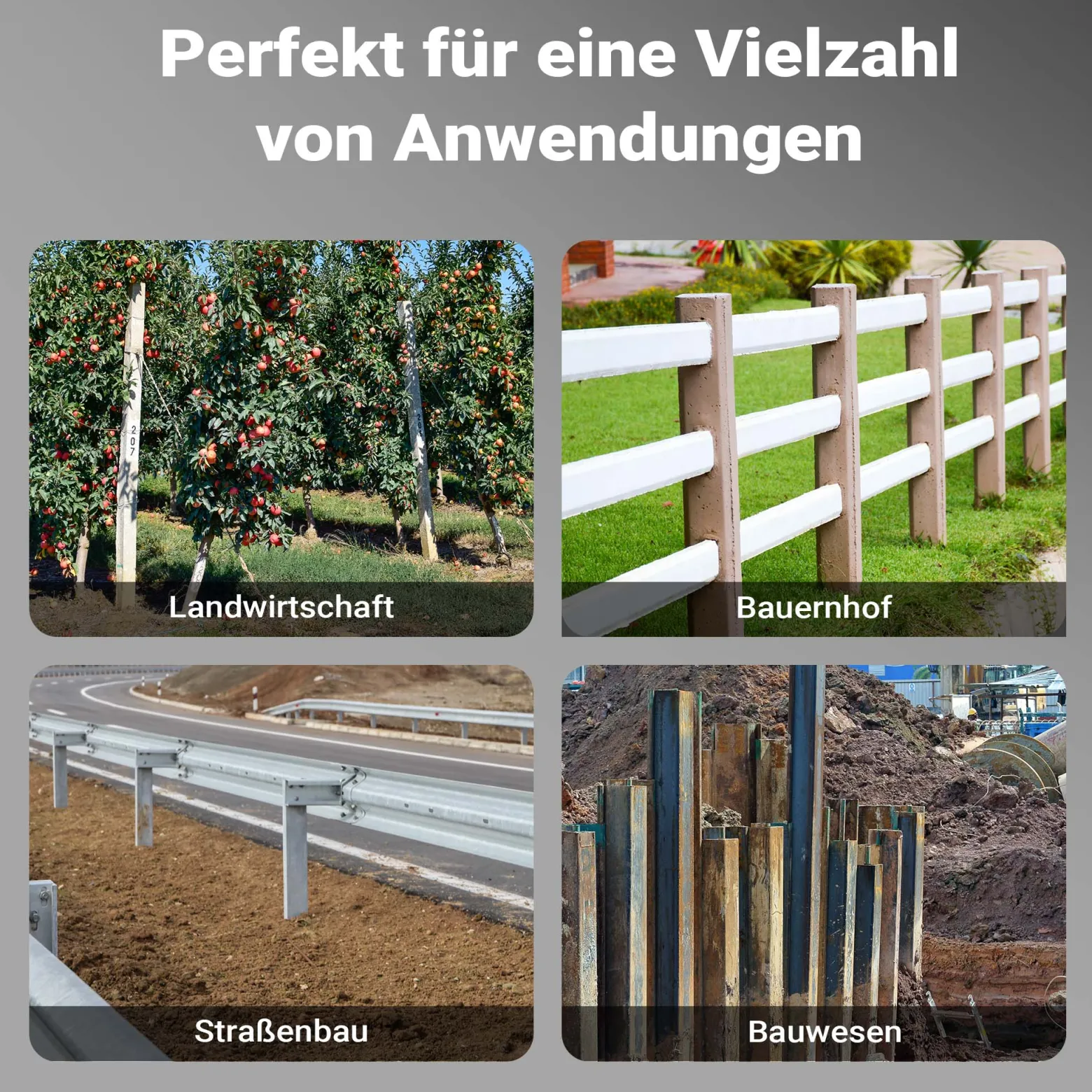 Wiltec Handramme Ø14 cm Zaunpfahlramme mit Handgriffe, Pfahlramme aus Stahl, Pfostenramme für Zaunbau und Bodenverdichtung