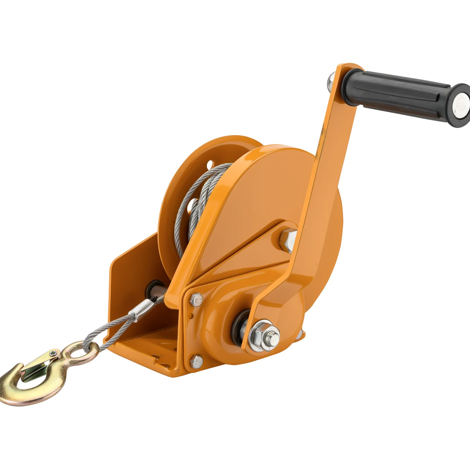 Wiltec Handseilwinde bis 540kg Übersetzung 4,2:1 170x210x210mm, Winde mit 10m Drahtseil, Seilwinde handbetrieben, Handseilzug effizient, Forstseilwinde