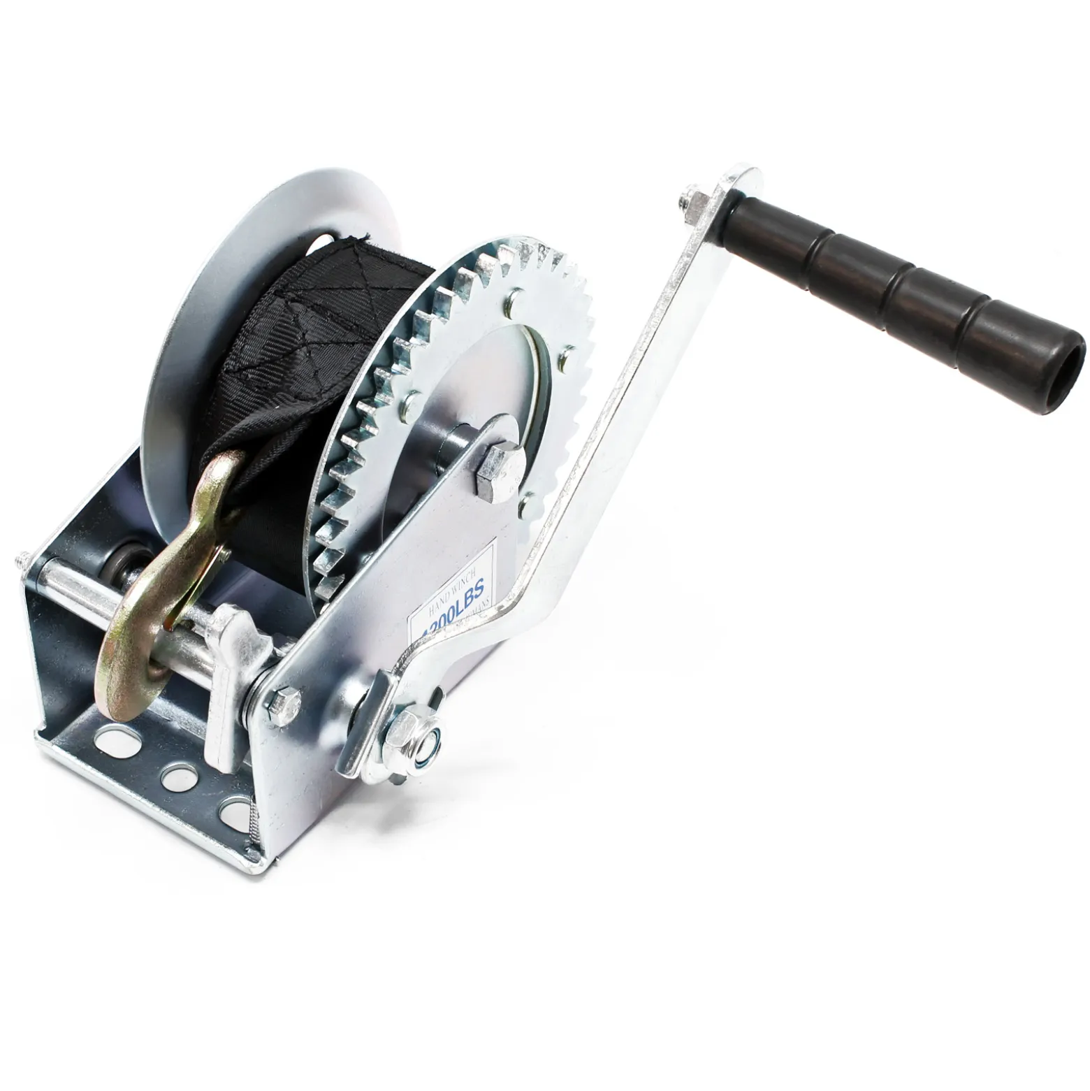 Wiltec Handseilwinde bis 550kg Übersetzung 4,1:1 160x131x219mm, Winde mit 7m Zugband, Seilwinde handbetrieben, Handseilzug effizient, Forstseilwinde
