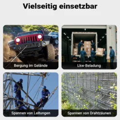 Wiltec Handseilzug mit 1,8 m Drahtseil bis 1000 kg, Flaschenzug mit 2 Haken, Seilwinde mit Sicherheitslasthaken