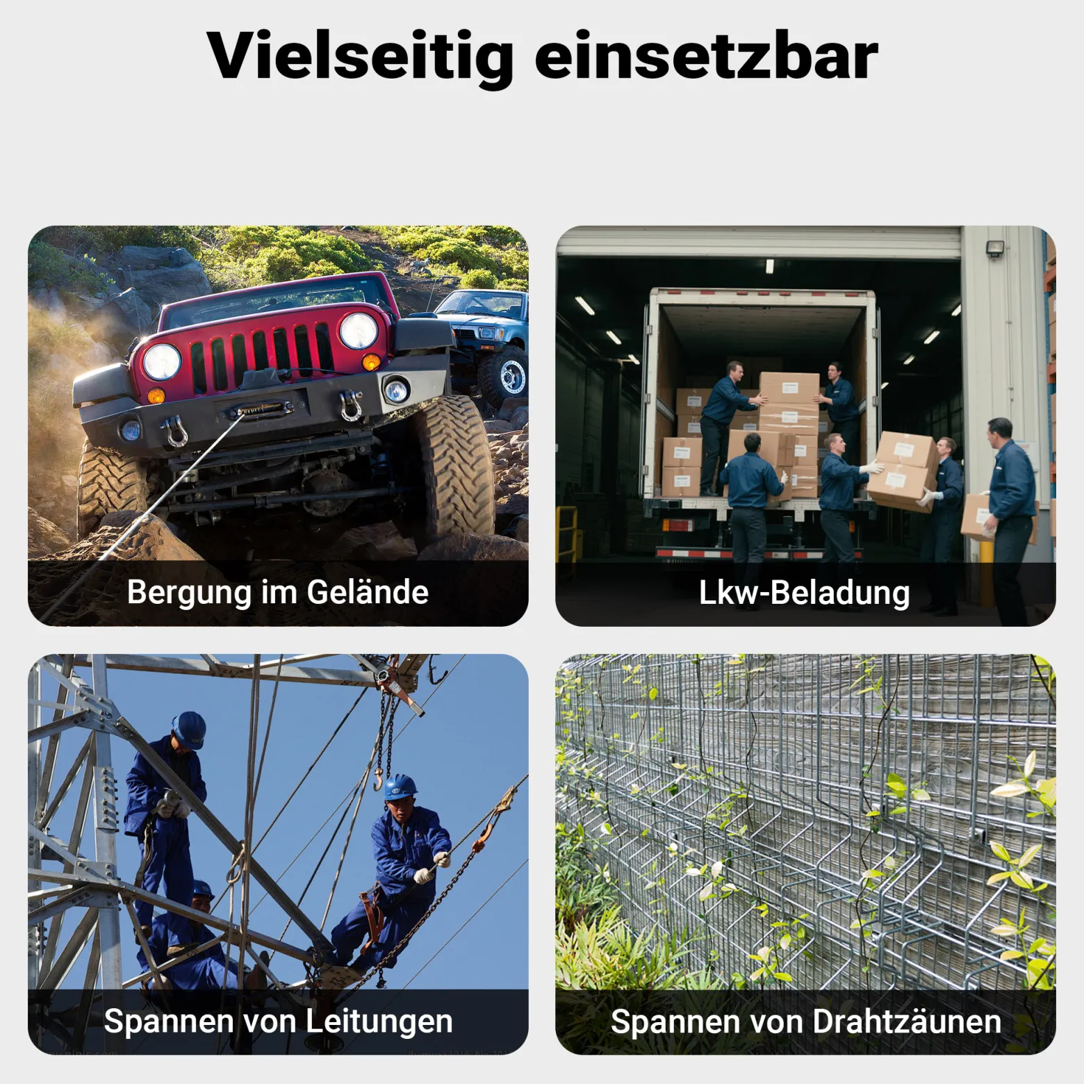 Wiltec Handseilzug mit 1,8 m Drahtseil bis 1000 kg, Flaschenzug mit 2 Haken, Seilwinde mit Sicherheitslasthaken