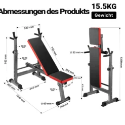 Wiltec Hantelbank klappbar bis 230 kg mit Langhantelablage Multifunktionsbank Schrägbank und Flachbank Gym Bank Verstellbare Trainingsbank für Übungen mit Langhanteln und Kurzhanteln Zuhause Fitness