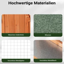 Wiltec Hasenstall 2190 x 530 x 850 mm mit Freilaufgehege und erhöhtem Unterschlupf aus Fichtenholz, Kaninchenkäfig mit 2 Etagen, Kleintierstall