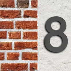 Wiltec Hausnummer 8 anthrazit Edelstahl Hausnummer in modernem 3D-Design, Höhe 20 cm, Schrift Arial, rostfrei und witterungsbeständig, mit Montagematerial