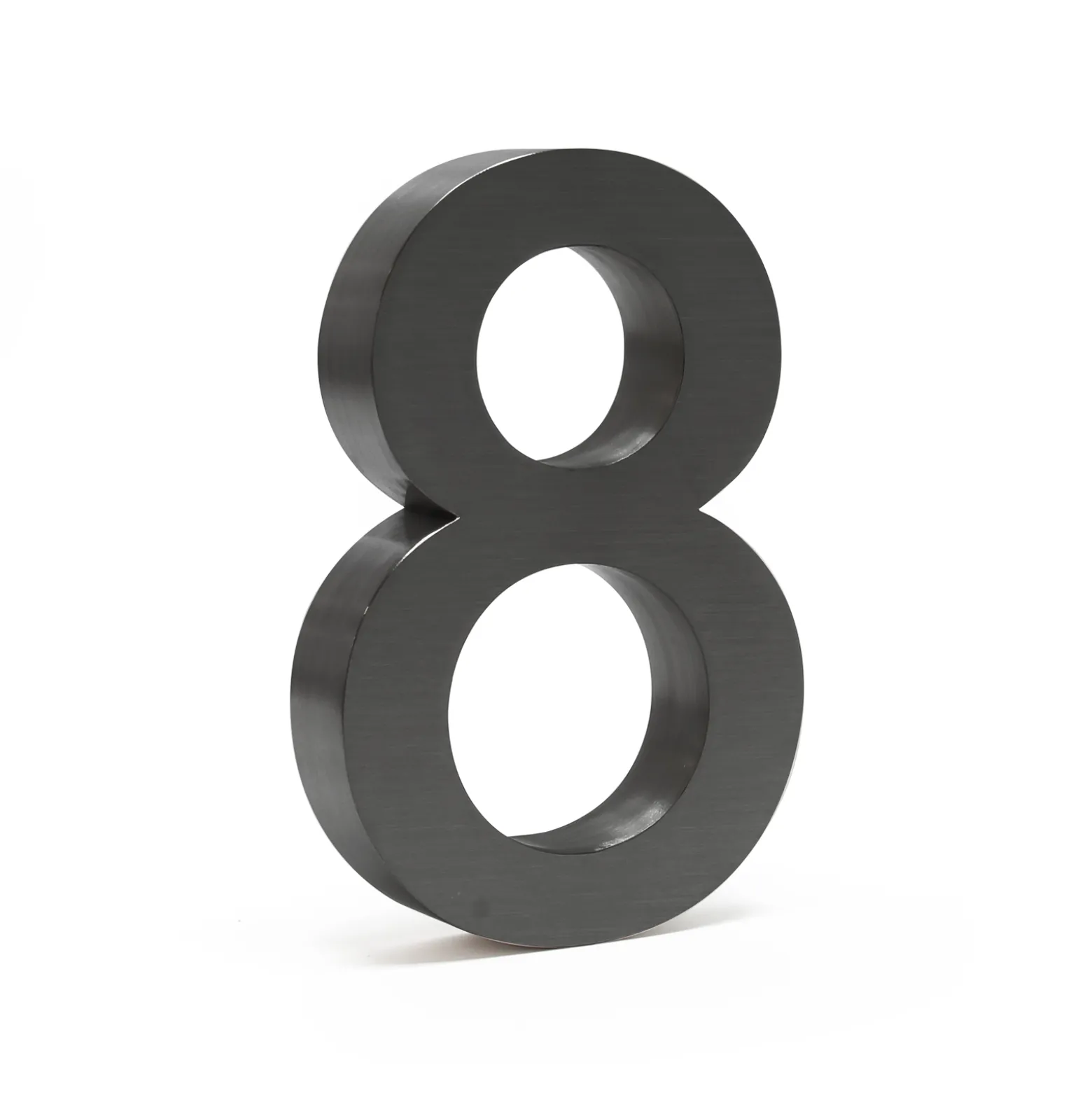 Wiltec Hausnummer 8 anthrazit Edelstahl Hausnummer in modernem 3D-Design, Höhe 20 cm, Schrift Arial, rostfrei und witterungsbeständig, mit Montagematerial